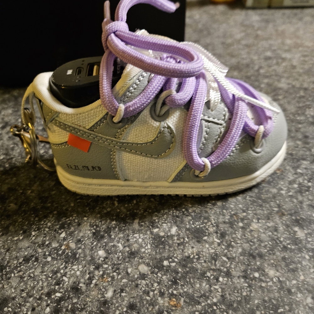 Nike Gray and Purple Mini Sneaker Keychain